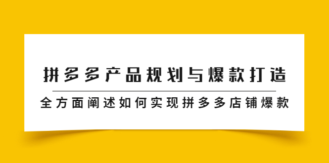 拼多多产品规划与爆款打造，全方面阐述如何实现拼多多店铺爆款-阿戒项目库
