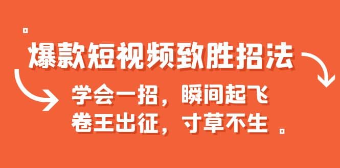 爆款短视频致胜招法，学会一招，瞬间起飞，卷王出征，寸草不生-阿戒项目库