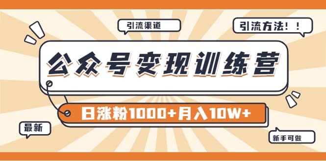 【某公众号变现营第二期】0成本日涨粉1000 让你月赚10W （8月24号更新）-阿戒项目库