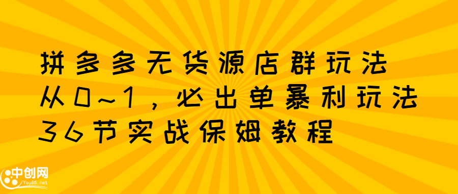 拼多多无货源店群玩法：从0~1，36节实战保姆教程，​极速起店必出单-阿戒项目库