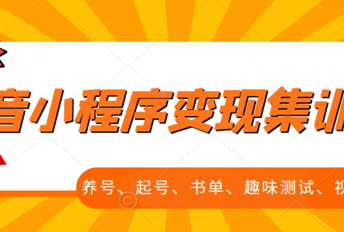 抖音小程序变现集训课，养号、起号、书单、趣味测试、视频剪辑，全套流程-阿戒项目库