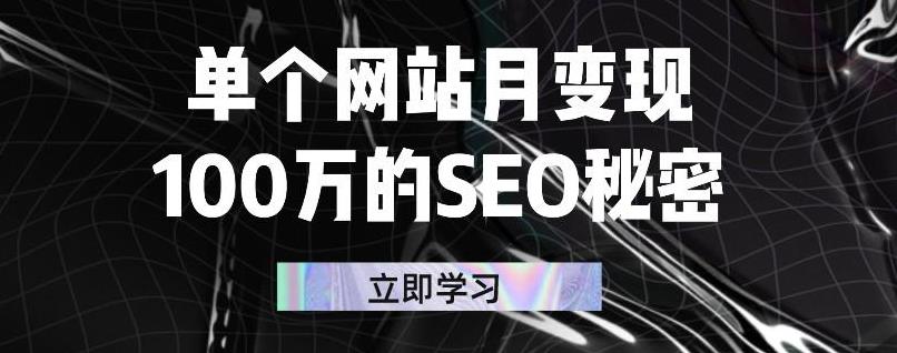 单个网站月变现100万的SEO秘密，百分百做出赚钱站点-阿戒项目库