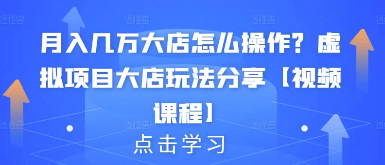 月入几万大店怎么操作？虚拟项目大店玩法分享【视频课程】-阿戒项目库