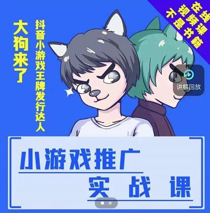 大狗来了：小游戏推广实战课，带你搭建一个游戏推广变现账号-阿戒项目库