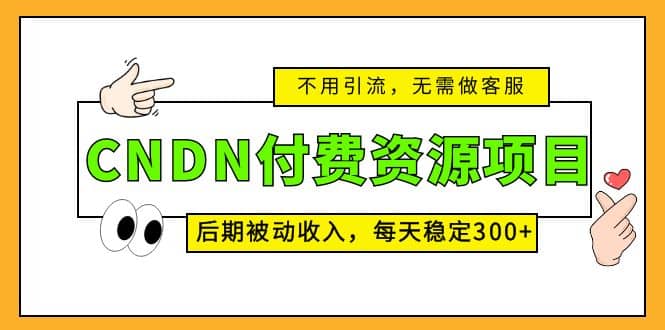 CNDN付费资源项目，不用引流，无需做客服，后期被动收入-阿戒项目库