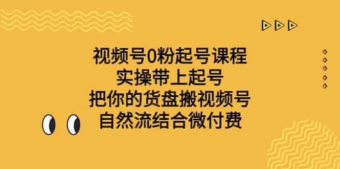 视频号0粉起号课程 实操带上起号 把你的货盘搬视频号 自然流结合微付费-阿戒项目库