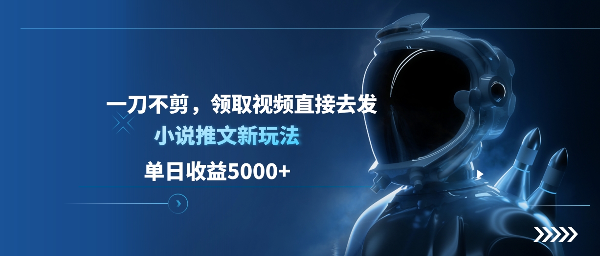 单日收益5000+，小说推文新玩法，一刀不剪，领取视频直接去发-阿戒项目库