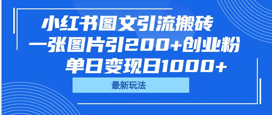 小红书图文引流搬砖，一张图片引200+创业粉，单日变现日1000+-阿戒项目库