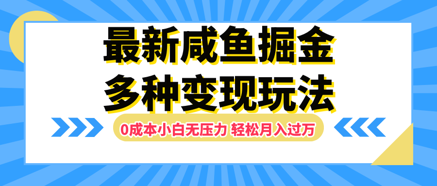 最新咸鱼掘金玩法，更新玩法，0成本小白无压力，多种变现轻松月入过万-阿戒项目库