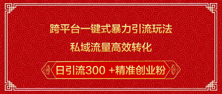 跨平台一键式暴力引流玩法，私域流量高效转化日引流300 +精准创业粉-阿戒项目库