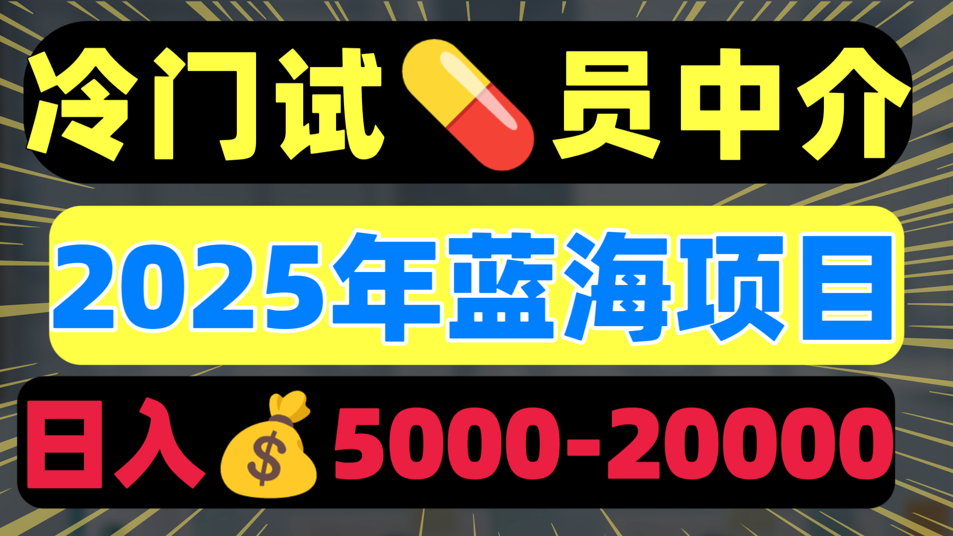 冷门暴力试药员中介日入5000+-阿戒项目库