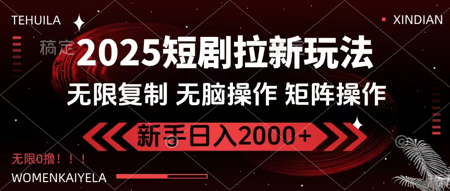2025短剧拉新玩法，无需注册登录，无限0撸，无脑批量操作日入2000+-阿戒项目库