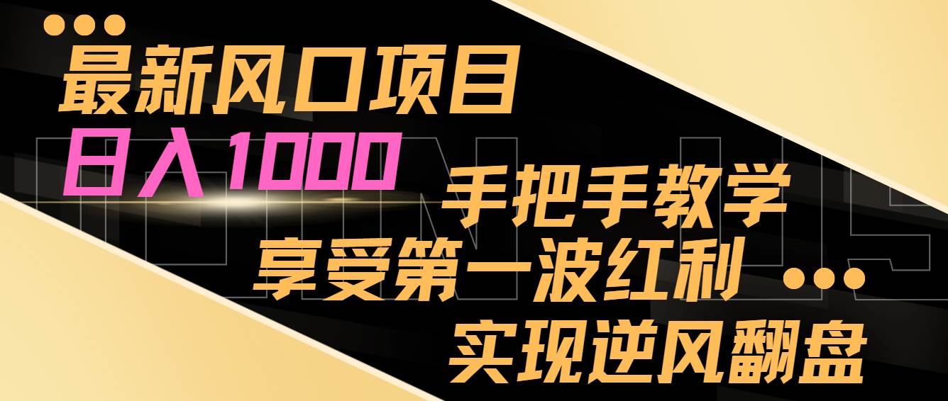 最新风口项目，日入过千，抓住当下风口，享受第一波红利，实现逆风翻盘-阿戒项目库