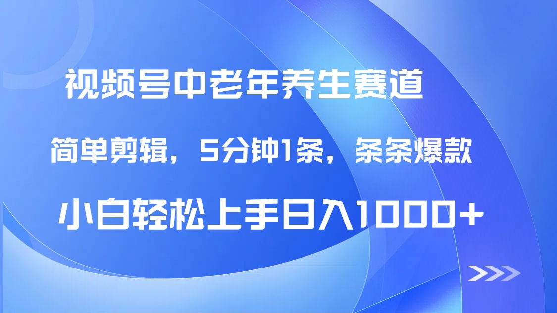 DeepSeek+既梦做视频号中老年养生赛道，条条爆款5分钟1条，轻松日入1000+-阿戒项目库
