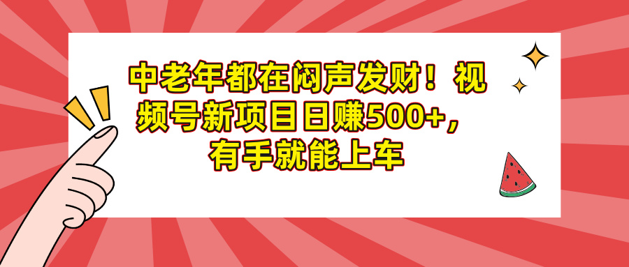 中老年都在闷声发财！视频号新项目日赚500+，有手就能上车-阿戒项目库