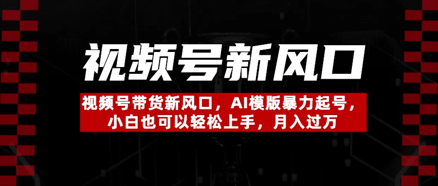 视频号带货新风口，AI模版暴力起号，小白也可以轻松上手，月入过万-阿戒项目库