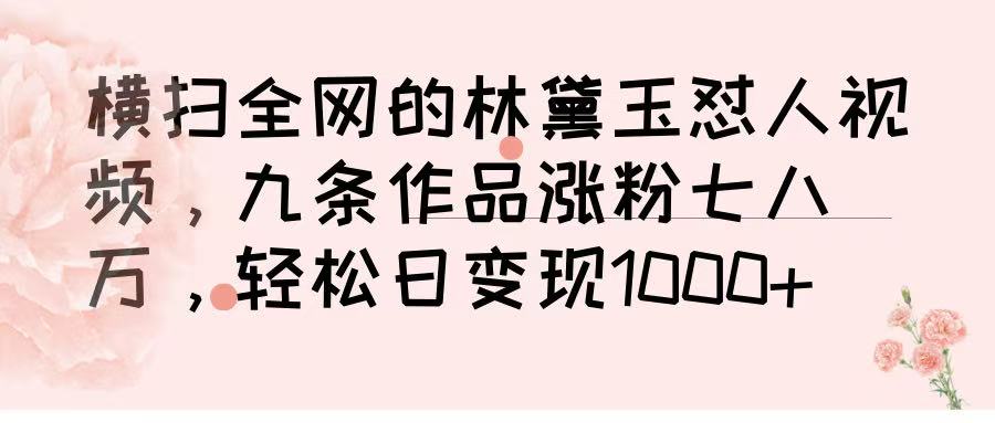 横扫全网的林黛玉怼人视频，九条作品涨粉七八万，轻松日变现 1000➕-阿戒项目库