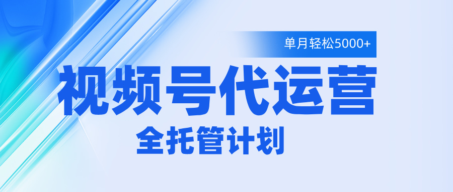 视频号代运营2.0，全程托管招募，单月轻松变现5000+-阿戒项目库
