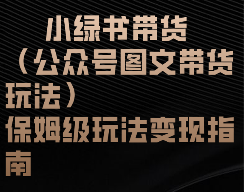 小绿书带货（公众号图文带货玩法）保姆级玩法变现指南-阿戒项目库