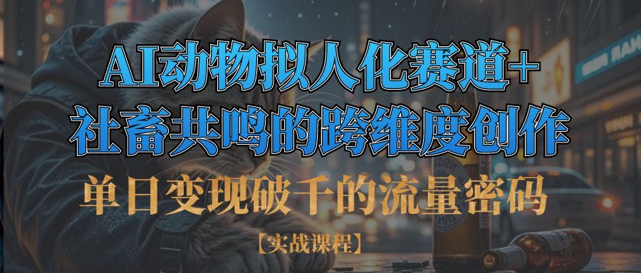 单日变现破千的流量密码,AI动物拟人化赛道+社畜共鸣的跨维度创作-阿戒项目库