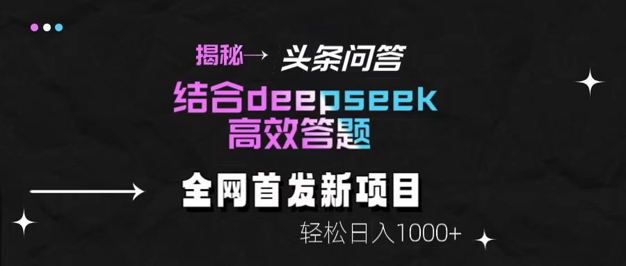 揭秘头条问答新玩法！结合deepseek高效答题，轻松日入1000+-阿戒项目库