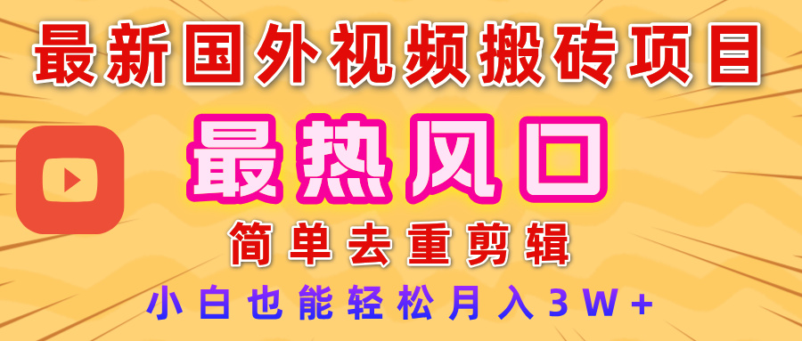 2025最新热门风口，国外视频搬砖项目，简单去重剪辑，小白也能轻松月入3W+-阿戒项目库