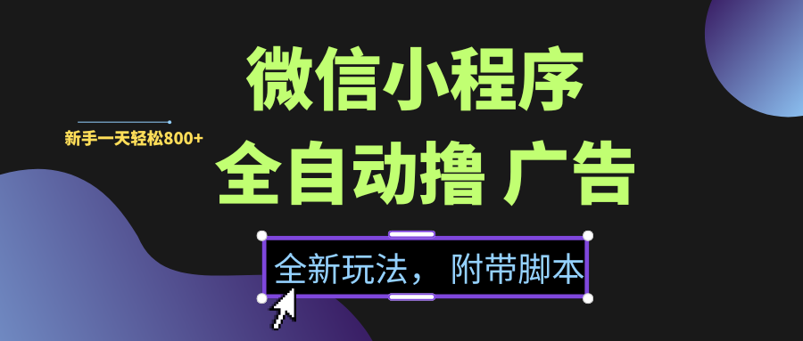 微信小程序挂机撸广告，全新玩法，新手一天轻松800+【附带脚本】-阿戒项目库
