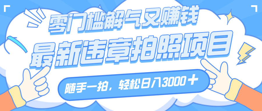 解气又赚钱的项目，随手一拍，轻松收入3000+，最新违章拍照赚钱-阿戒项目库