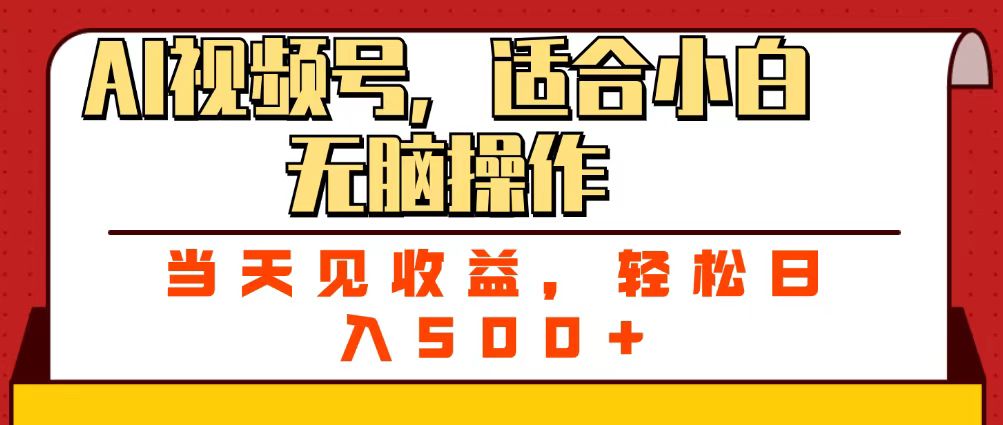 ai视频号，适合小白无脑操作，当天见收益，轻松日入500+-阿戒项目库