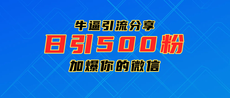 超牛逼引流分享，日引300-500粉，加爆你的微信-阿戒项目库