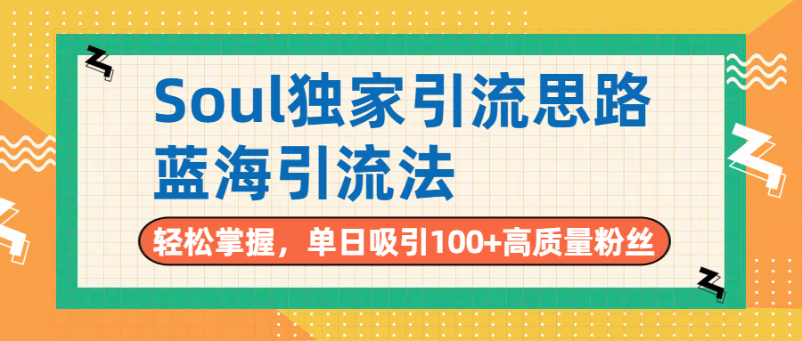 Soul独家引流思路，单日吸引100+高质量粉丝，蓝海引流法，轻松掌握-阿戒项目库