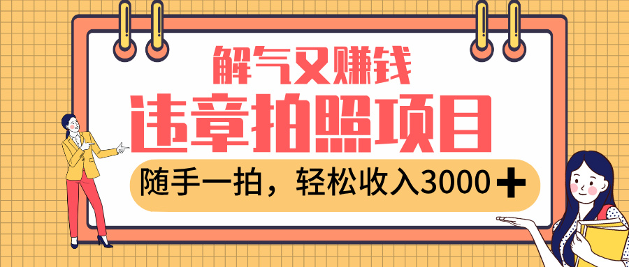 最新违章拍照赚钱，解气又赚钱的项目，随手一拍，轻松收入3000+-阿戒项目库