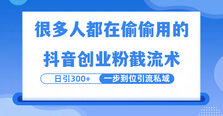 很多人都在偷偷用的抖音创业粉截留术，日引300+，一步到位引流到私域-阿戒项目库