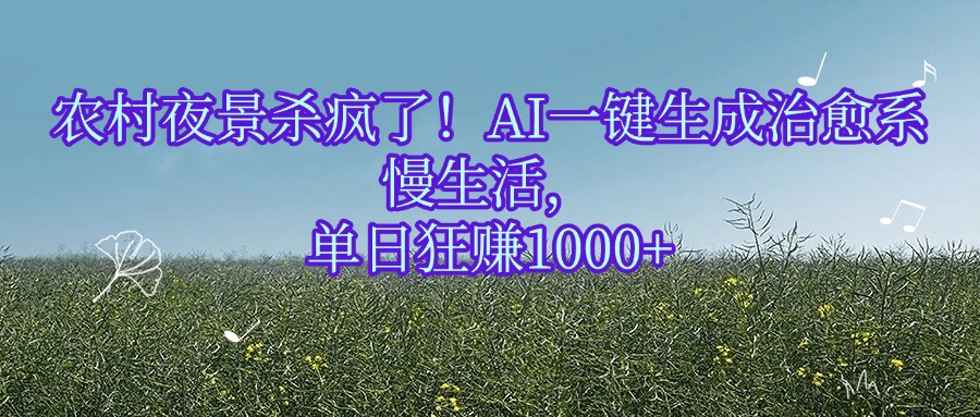 农村夜景杀疯了！AI一键生成治愈系慢生活，单日狂赚1000+-阿戒项目库