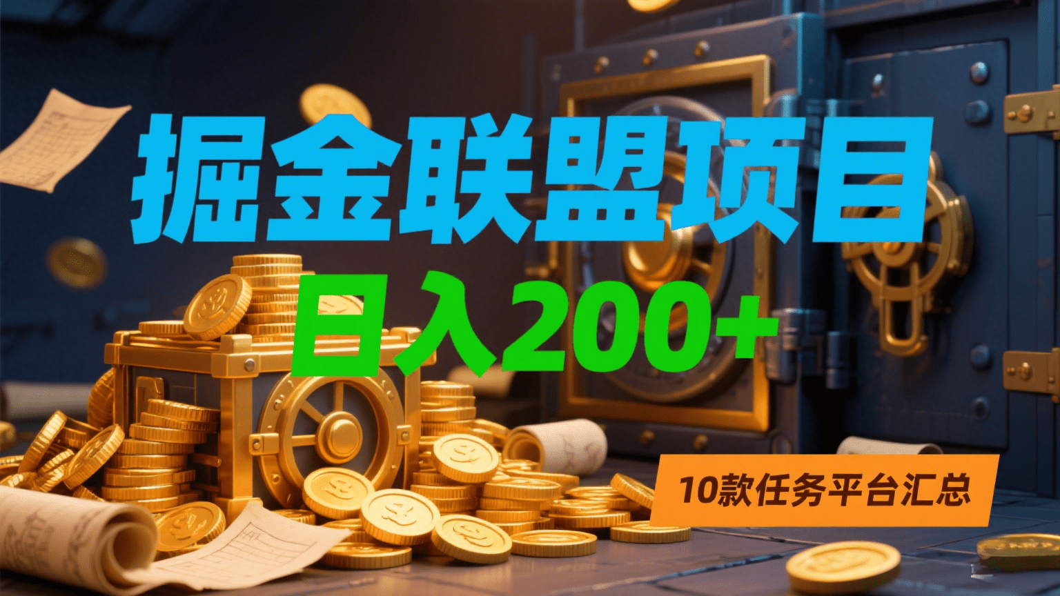 掘金联盟项目，日入200+，10款任务平台汇总-阿戒项目库