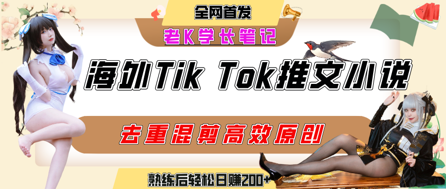 海外tiktok小说推文暴力项目，高停留率，高转化率，上手后一天搞顿饭钱不是问题-阿戒项目库