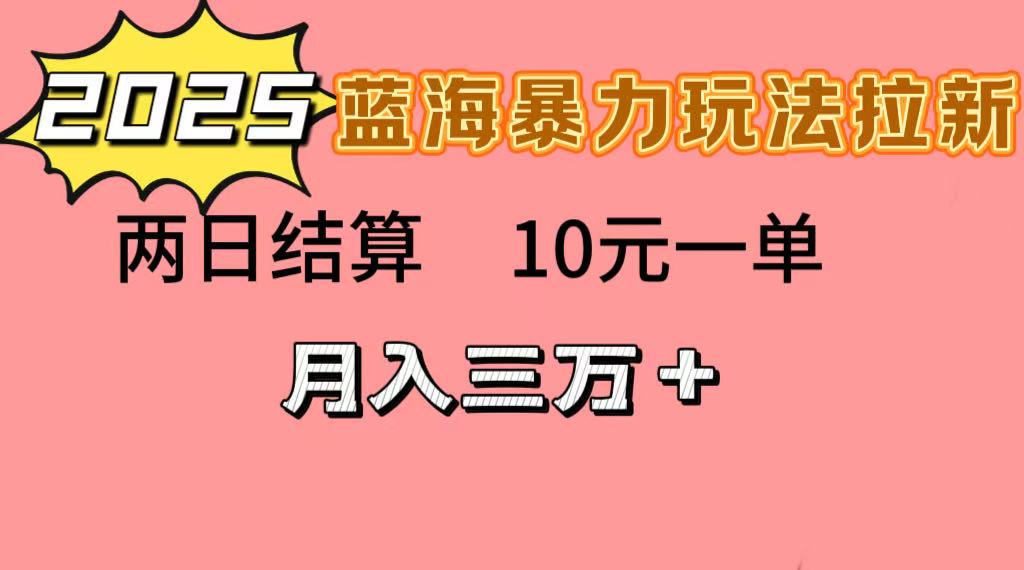 蓝海暴力拉新项目，10元一单，两日结算，月入3w➕-阿戒项目库