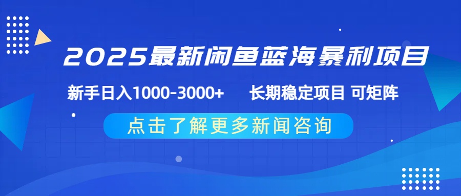 2025最新闲鱼蓝海暴利项目 ，新手日入1000-3000+ 长期稳定项目 可矩阵-阿戒项目库