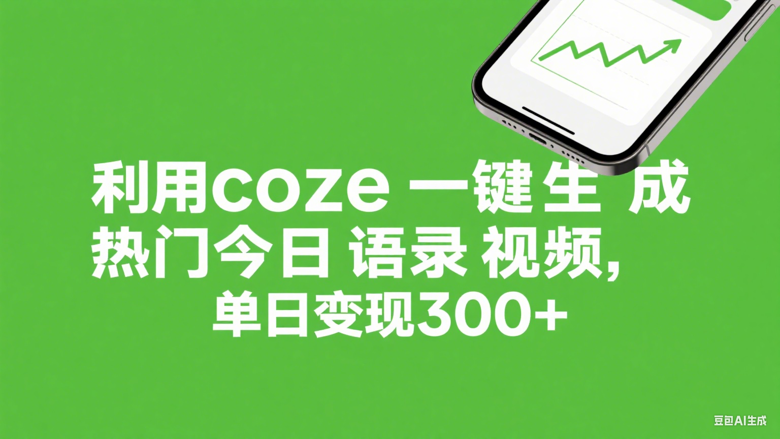 利用coze一键生成热门今日语录视频，单日变现300+-阿戒项目库