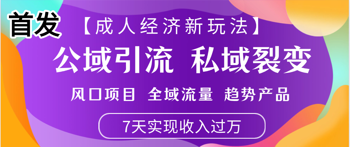 首发：【成人经济新玩法】市面独家玩法，风口项目、全域流量、趋势产品，7天实现月入过万-阿戒项目库