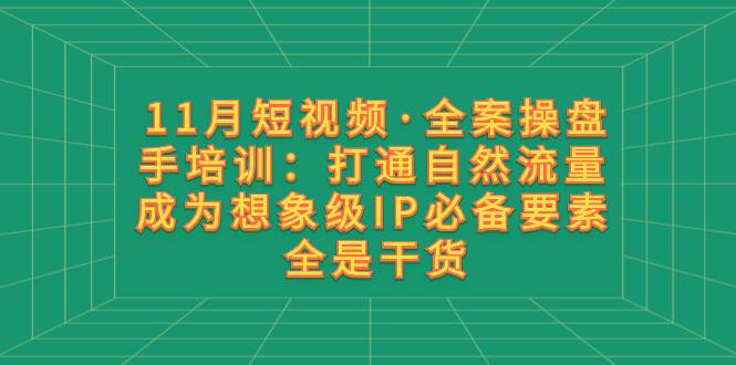11月短视频·全案操盘手培训：打通自然流量 成为想象级IP必备要素 全是干货-阿戒项目库