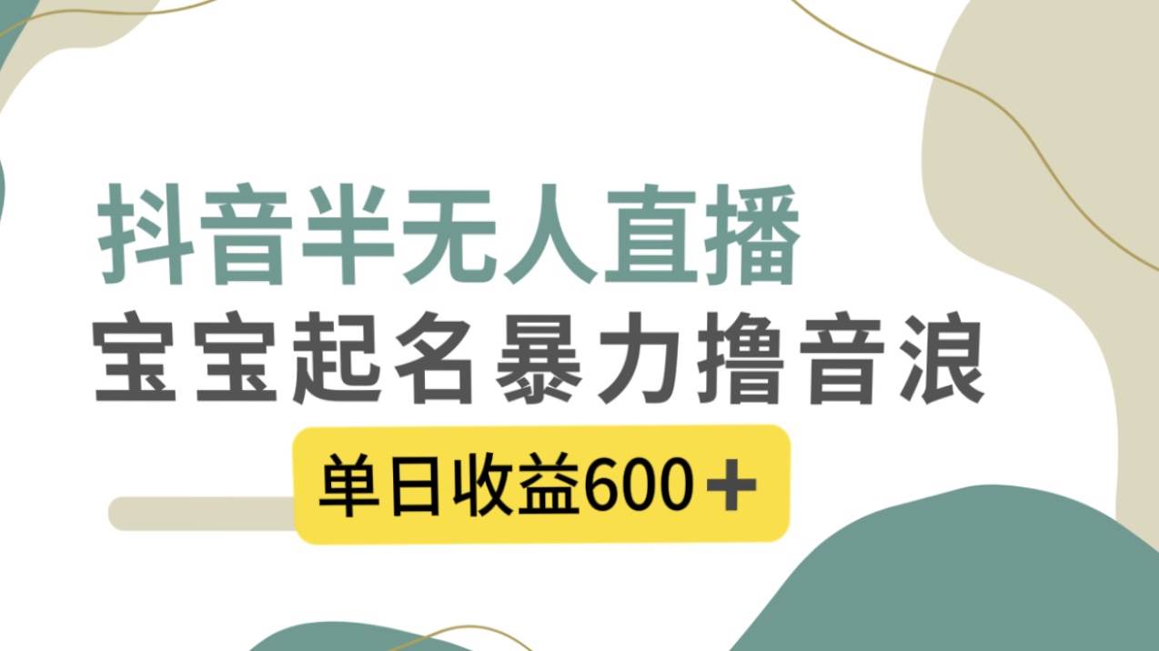 抖音半无人直播，宝宝起名，暴力撸音浪，单日收益600-阿戒项目库