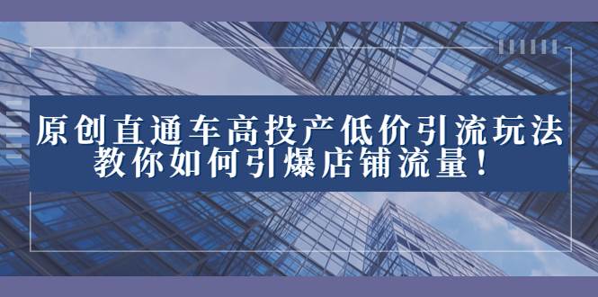 2023直通车高投产低价引流玩法，教你如何引爆店铺流量！-阿戒项目库
