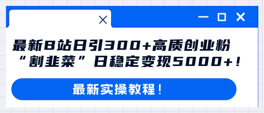 最新B站日引300 高质创业粉教程！“割韭菜”日稳定变现5000 ！-阿戒项目库