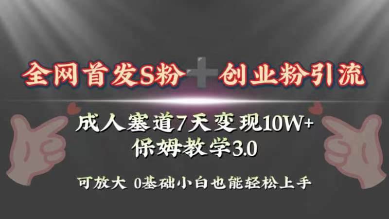 全网首发s粉加创业粉引流变现，成人用品赛道7天变现10w 保姆教学3.0-阿戒项目库