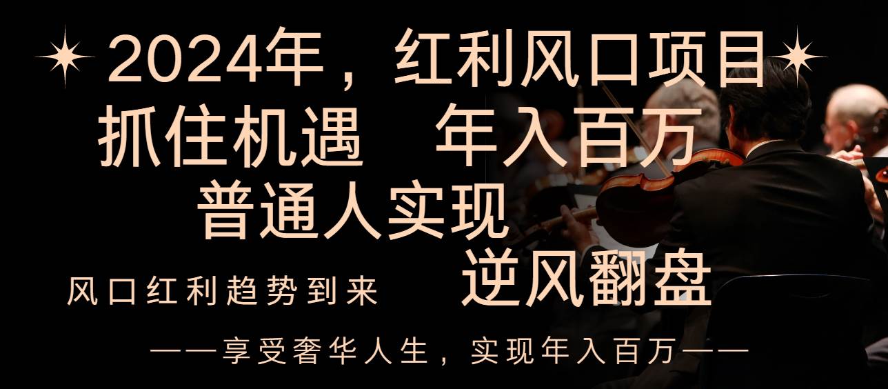 2024红利风口项目来袭，享受第一波红利，逆风翻盘普通人也能实现，年入百万-阿戒项目库