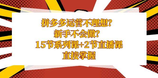 拼多多运营不理想？新手不会做？15节系列课 2节直播课，直接掌握-阿戒项目库