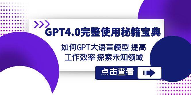 GPT4.0完整使用-秘籍宝典：如何GPT大语言模型 提高工作效率 探索未知领域-阿戒项目库