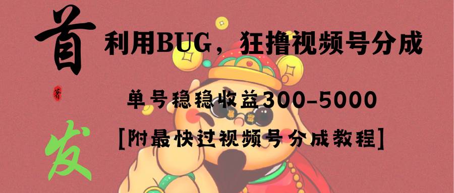 全网独家首发，视频号BUG，超短期项目，单号每日净收益300-5000！-阿戒项目库