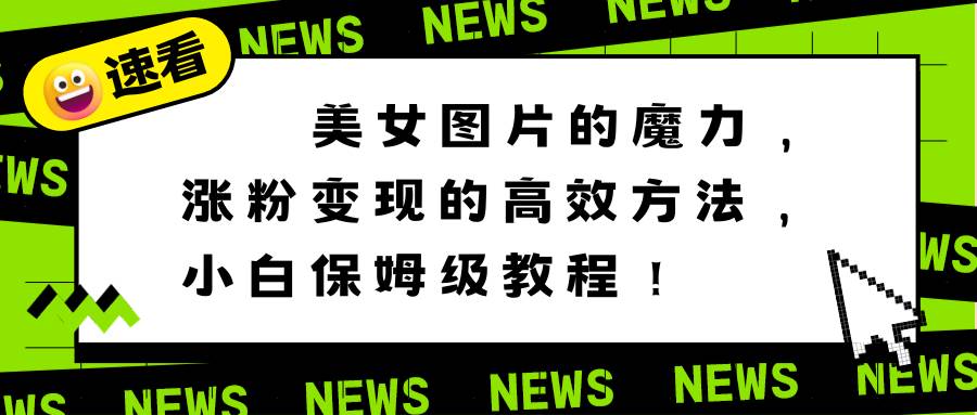 美女图片的魔力，涨粉变现的高效方法，小白保姆级教程！-阿戒项目库